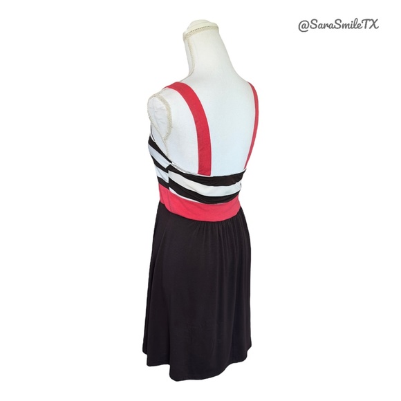 C. GRAFFITI Pink Brown Striped Sleeveless Fit & Flare Summer Mini Dress - Picture 5 of 12